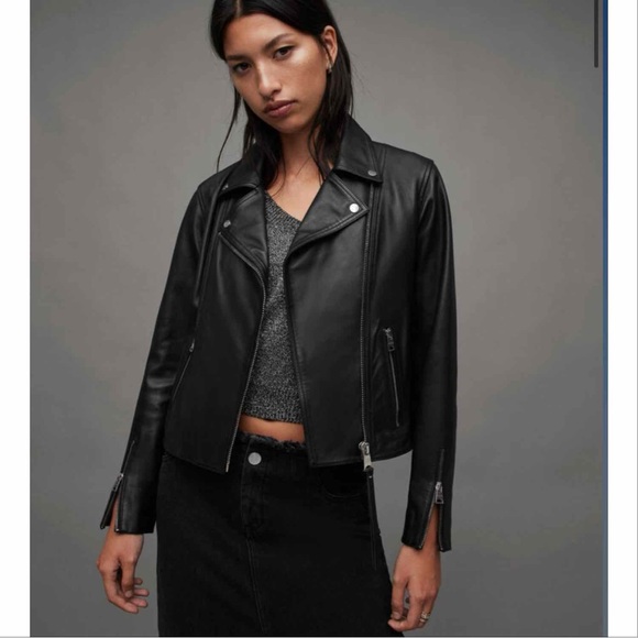 All Saints Jackets & Blazers - NWT Allsaints Neve Shrunken Slim Fit Leather Biker Jacket Size 6